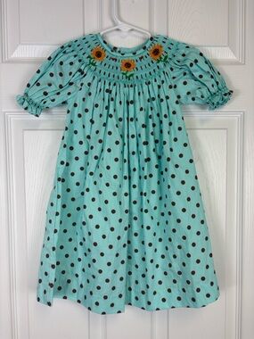 NWT Mom & Me blue sunflower smocked dress sz 18 months